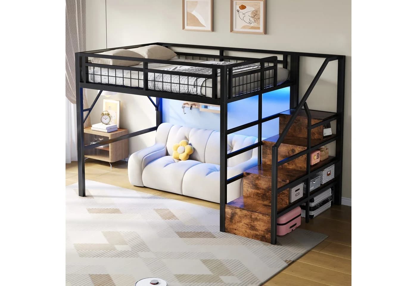 Ulife Hochbett mit LED-Lichtleiste und Stauraum-Treppe - Bild 5