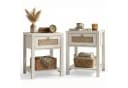 VOWNER Nachttisch Set 2er Landhausstil Rattan Schublade Bild 3