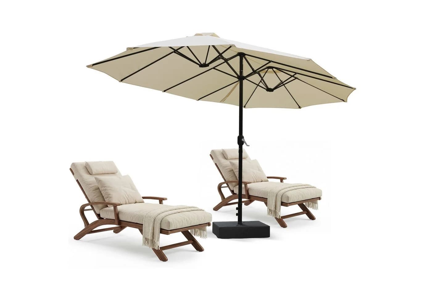 VOWNER Markise mit Sockel und Crank-System Beige - Bild 2