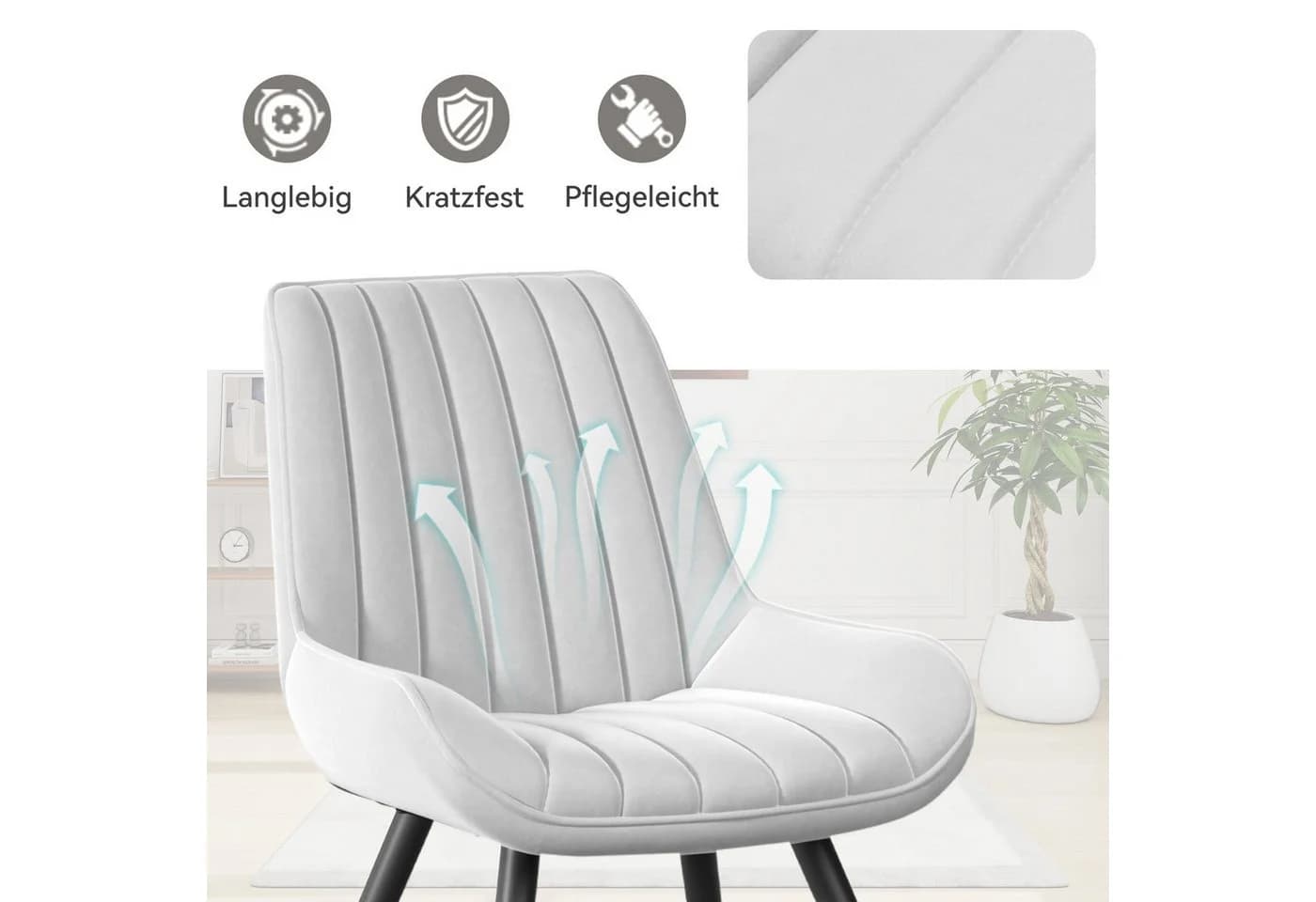 HawthyHome Esszimmerstuhl 2er-Set Schwarz Beige Grau Braun - Bild 3