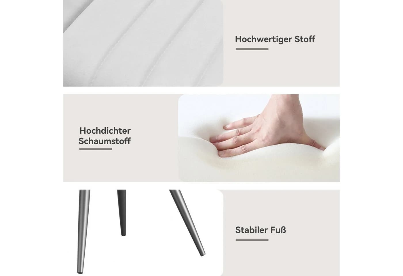 HawthyHome Esszimmerstuhl 2er-Set Schwarz Beige Grau Braun - Bild 4