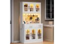 Ulife Küchenbuffet mit LED, Steckdose & 6 Türen Weiß Bild 3