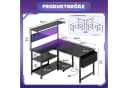 YOUDENOVA Gamingtisch L-Form Schwarz mit LED & Steckdose Bild 1