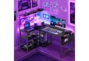 YOUDENOVA Gamingtisch L-Form Schwarz mit LED & Steckdose Bild 3