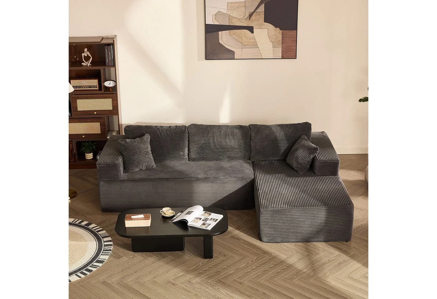 LITBIRD Modulares Ecksofa Grau mit Schlaffunktion - Bild 2