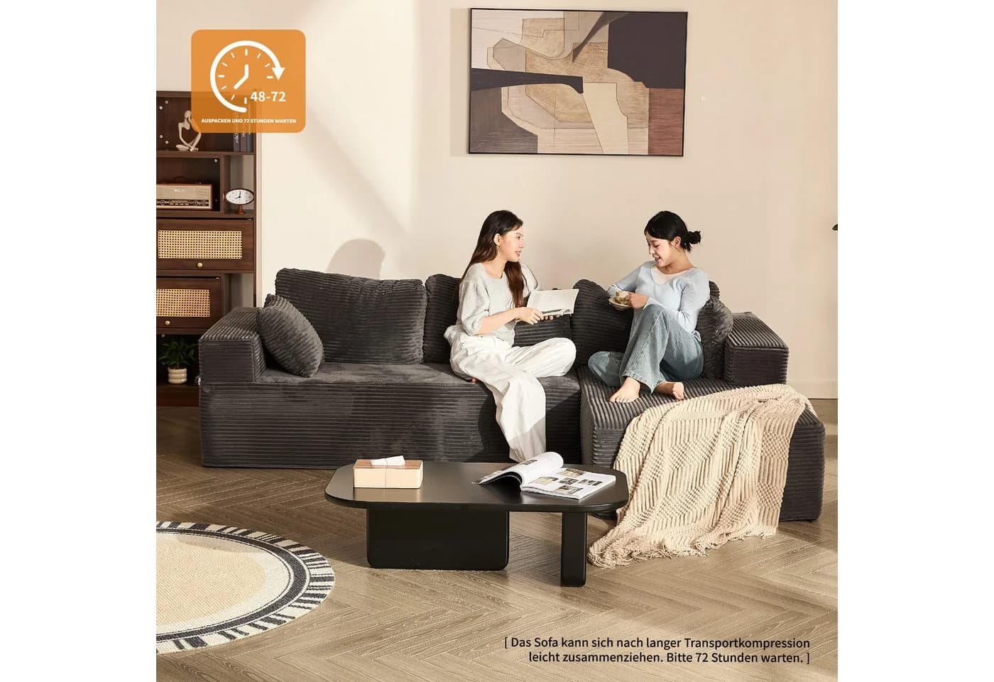 LITBIRD Modulares Ecksofa Grau mit Schlaffunktion - Bild 3