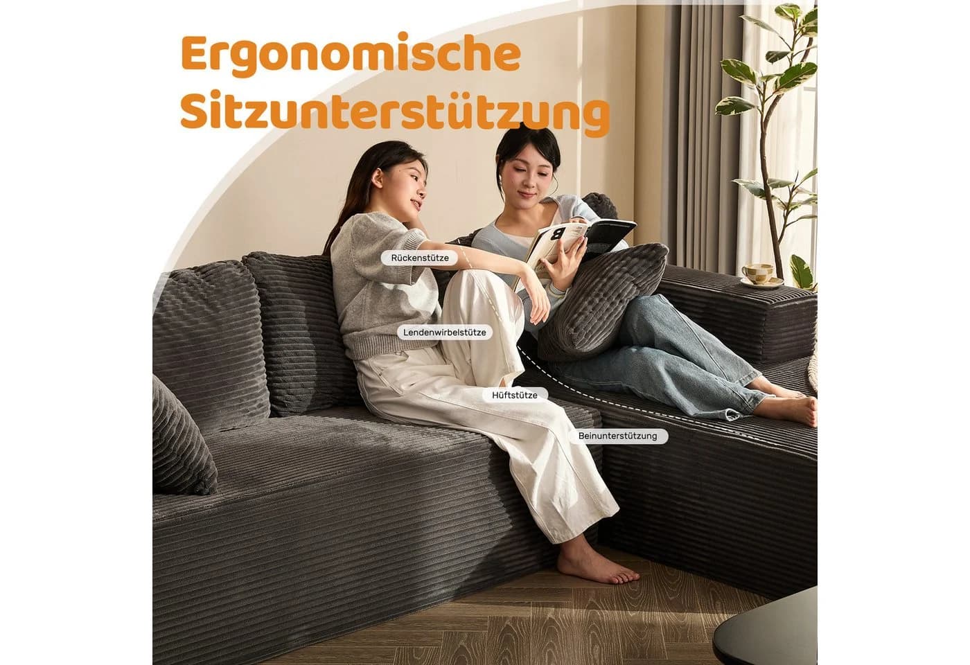 LITBIRD Modulares Ecksofa Grau mit Schlaffunktion - Bild 4