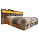 Ulife Stauraumbett Doppelbett mit LED, USB & Schubladen Grau Bild 4