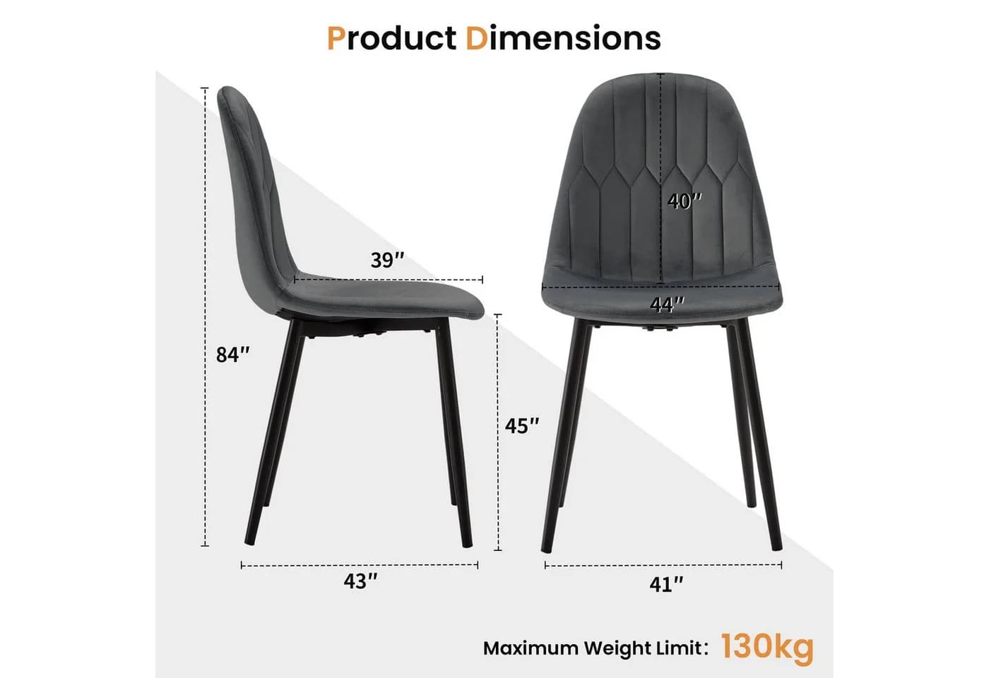 YOUDENOVA Esszimmerstuhl 4er-Set Samtbezug Metallbeine Cremeweiß