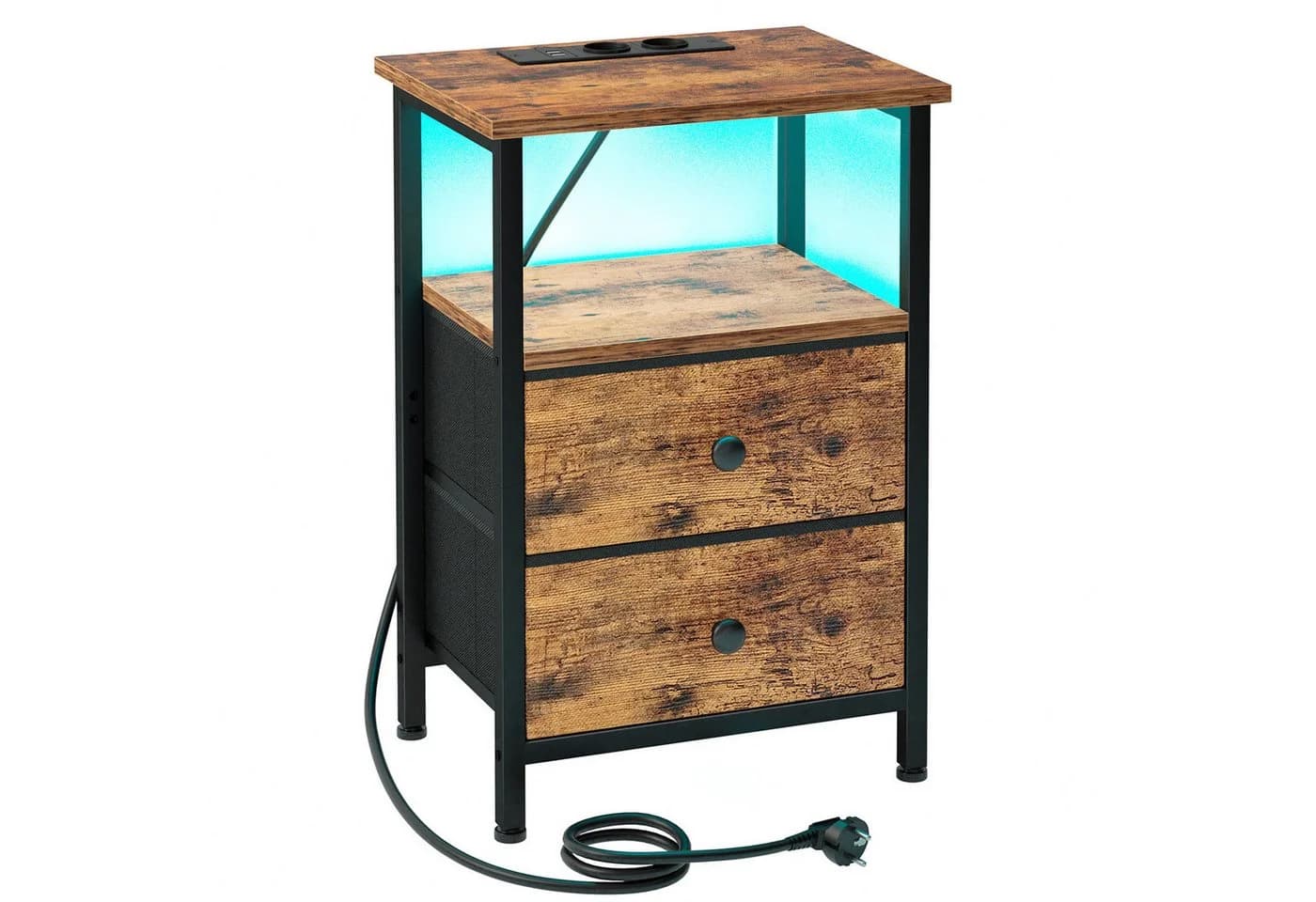 AMHANCIBLE Nachttisch mit LED, USB & Steckdosen - Bild 4