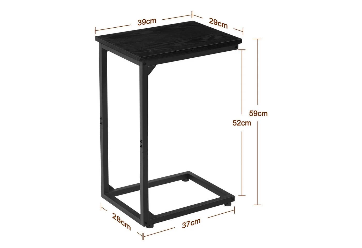 AMHANCIBLE Beistelltisch 2er Set Schwarz/Braun C-förmig