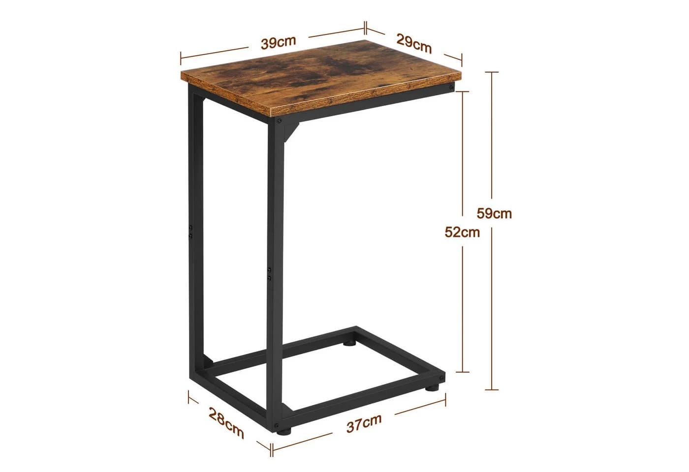 AMHANCIBLE C-förmiger Beistelltisch 2er Set Schwarz/Braun