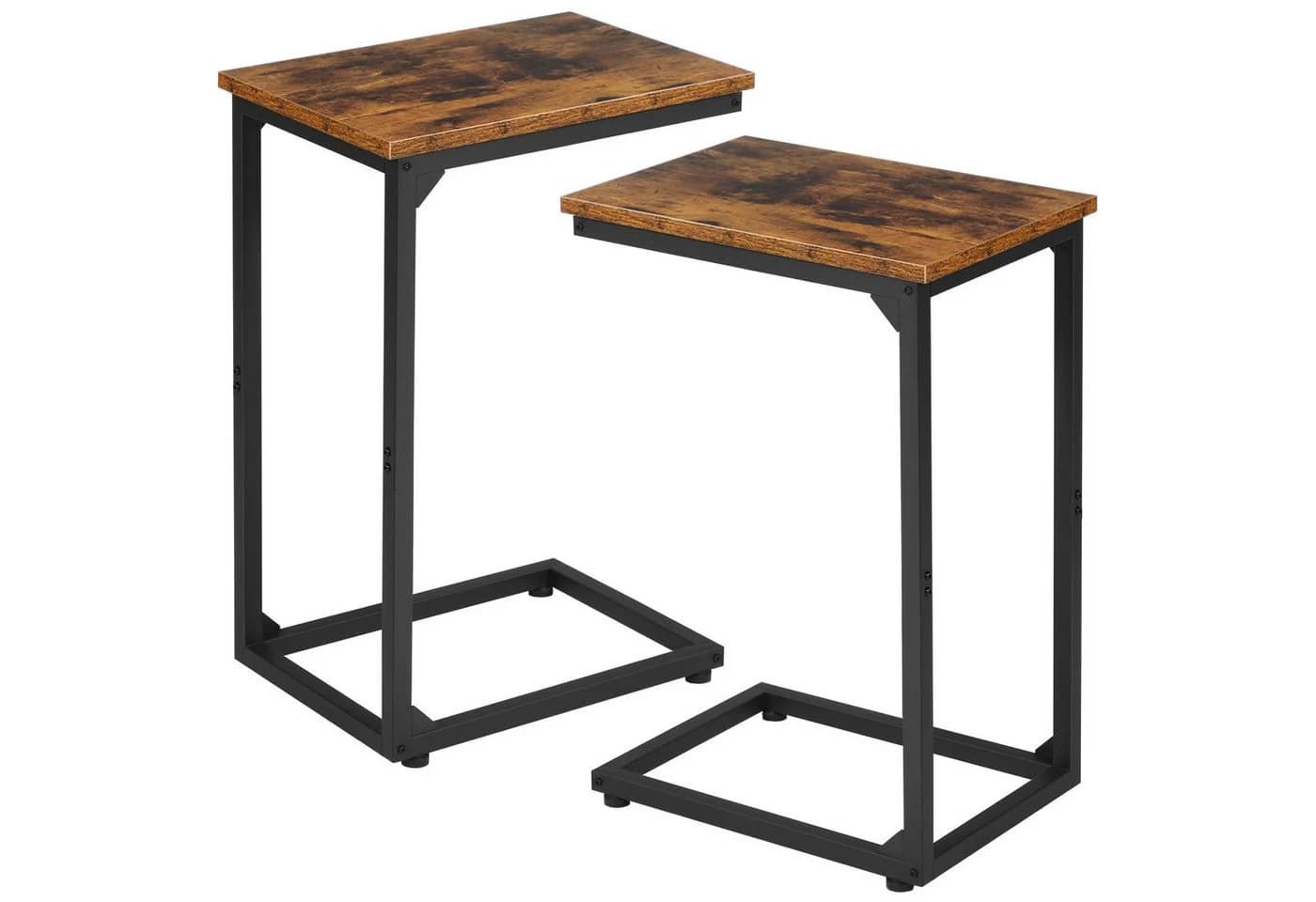 AMHANCIBLE C-förmiger Beistelltisch 2er Set Schwarz/Braun - Bild 4