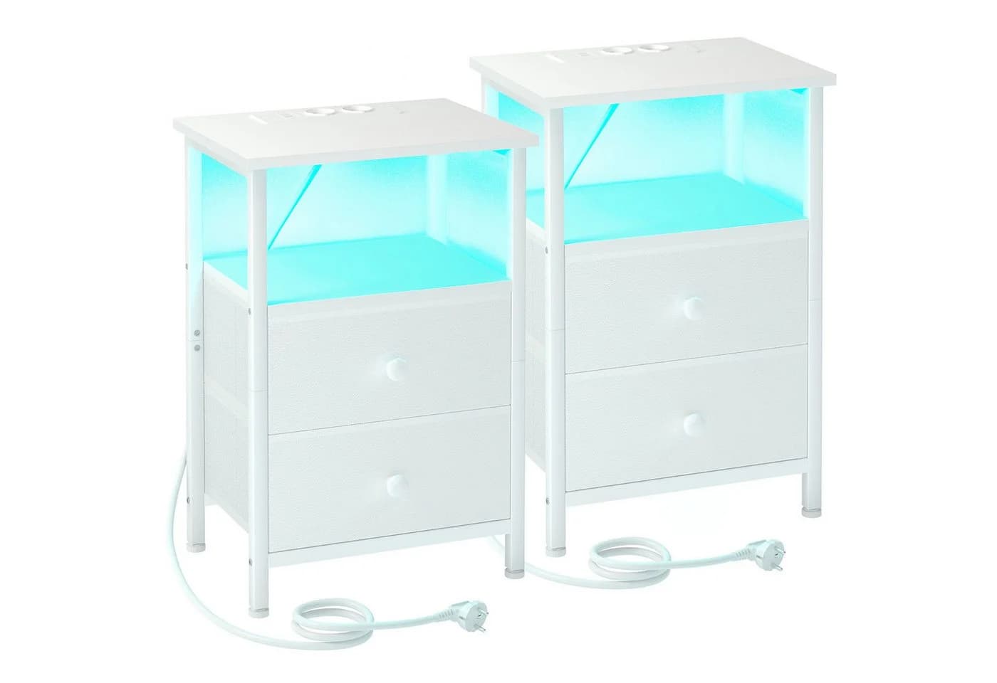 AMHANCIBLE Nachttisch 2er-Set mit Ladestation & LED-Beleuchtung - Bild 3