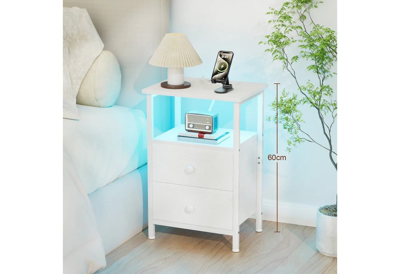 AMHANCIBLE Nachttisch 2er-Set mit Ladestation & LED-Beleuchtung - Bild 5