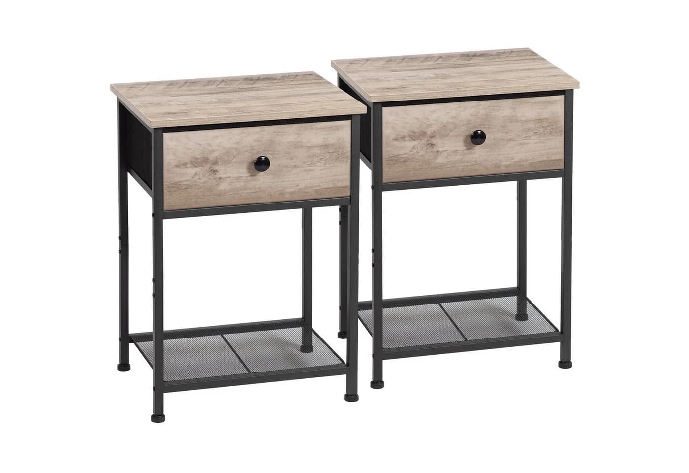 AMHANCIBLE Nachttisch 2er-Set Industriestil Grau Metallrahmen - Bild 3