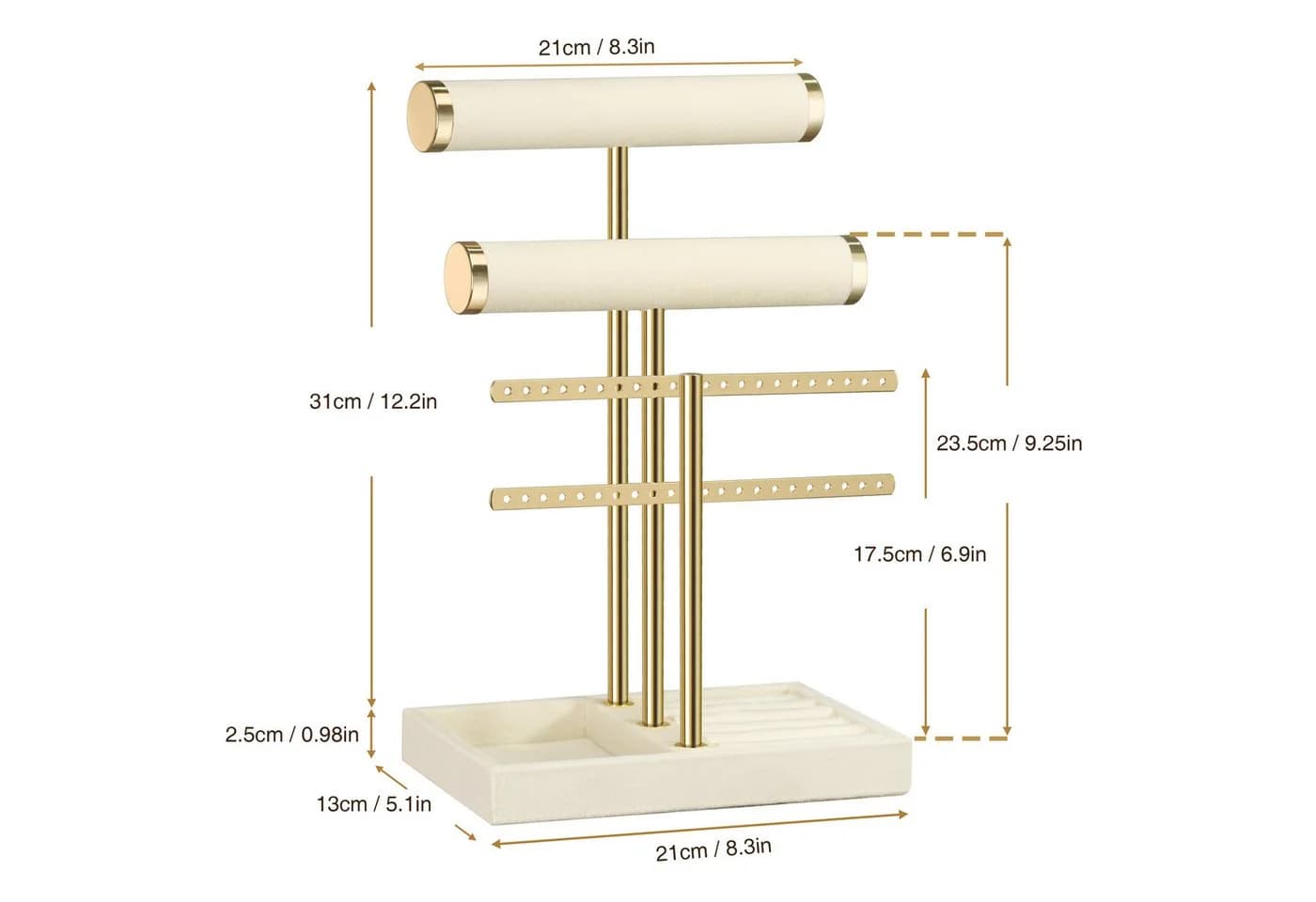 niffgaff Schmuck Organizer 3 Etagen Beige Samt