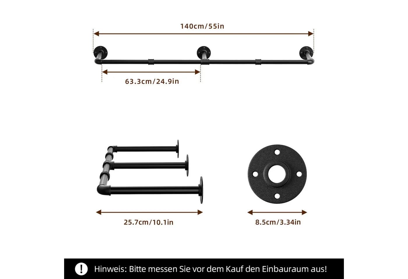 niffgaff Kleiderständer Wandmontage Vintage Schwarz