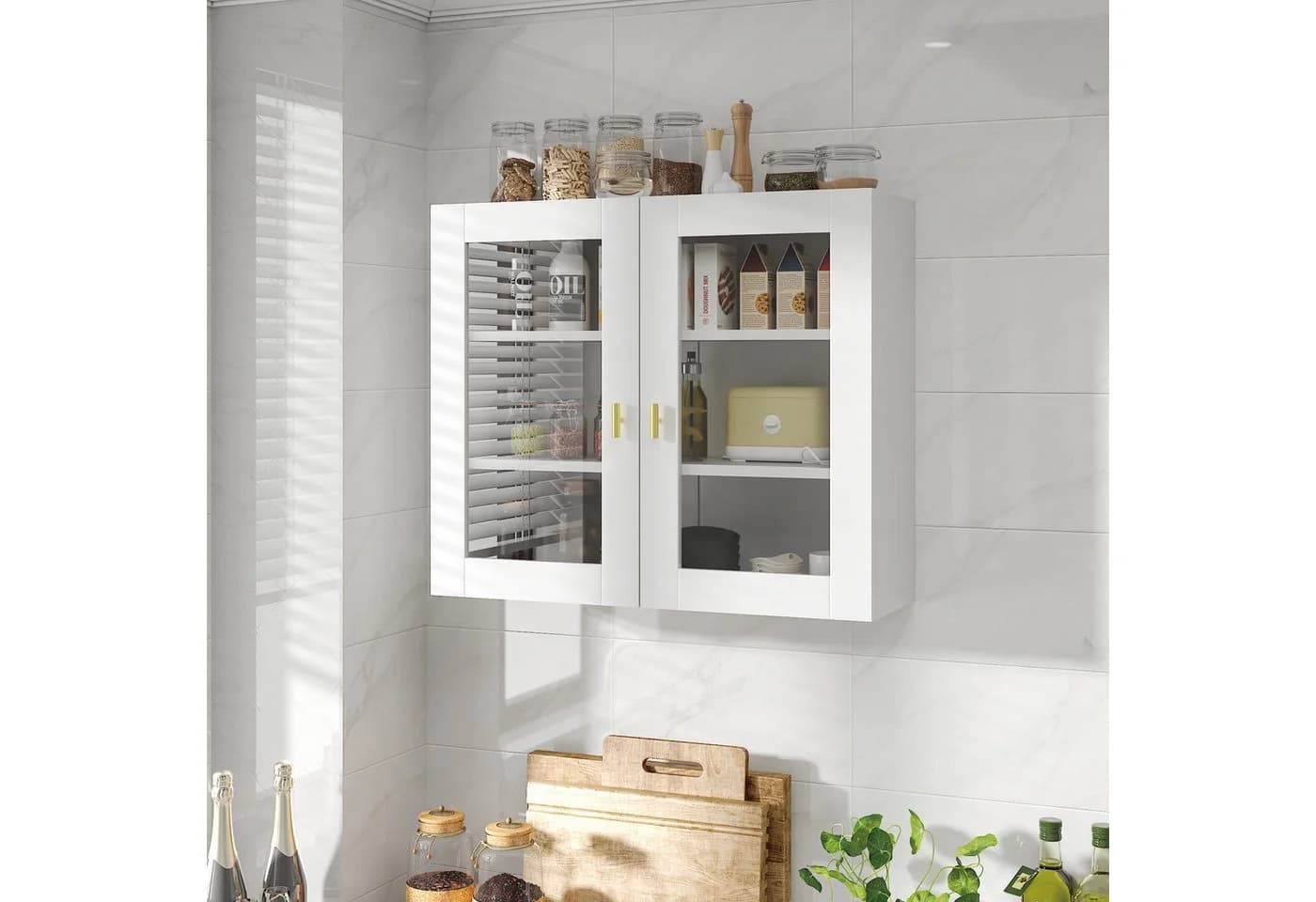 radelldar Hängeschrank mit 2 Glastüren Weiß - Bild 2