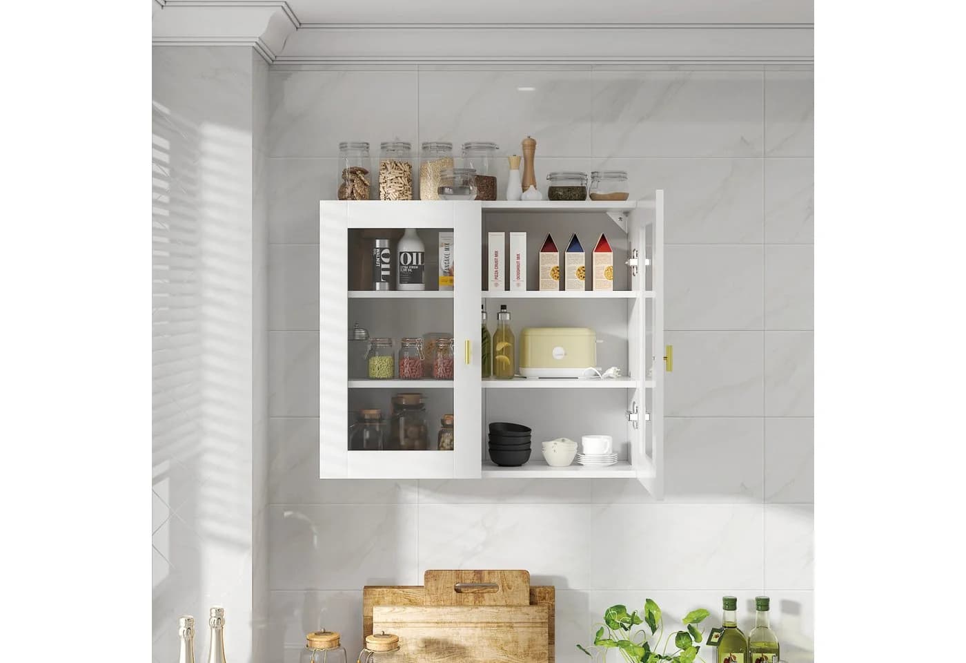 radelldar Hängeschrank mit 2 Glastüren Weiß - Bild 3