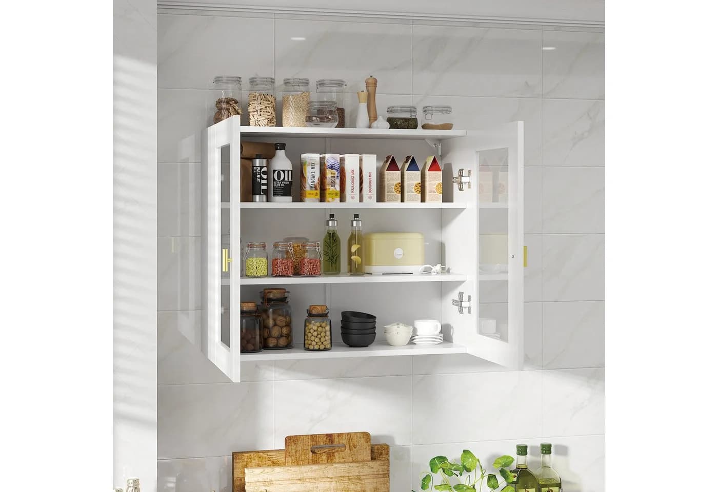 radelldar Hängeschrank mit 2 Glastüren Weiß - Bild 4