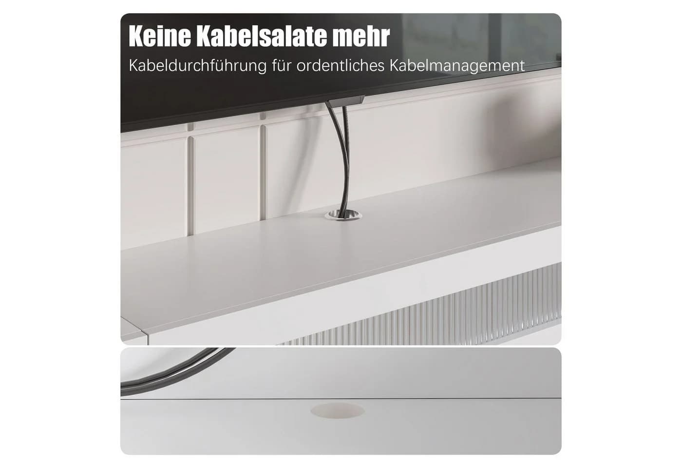 radelldar TV-Schrank Lowboard 200cm Weiß Hochglanz LED - Bild 5