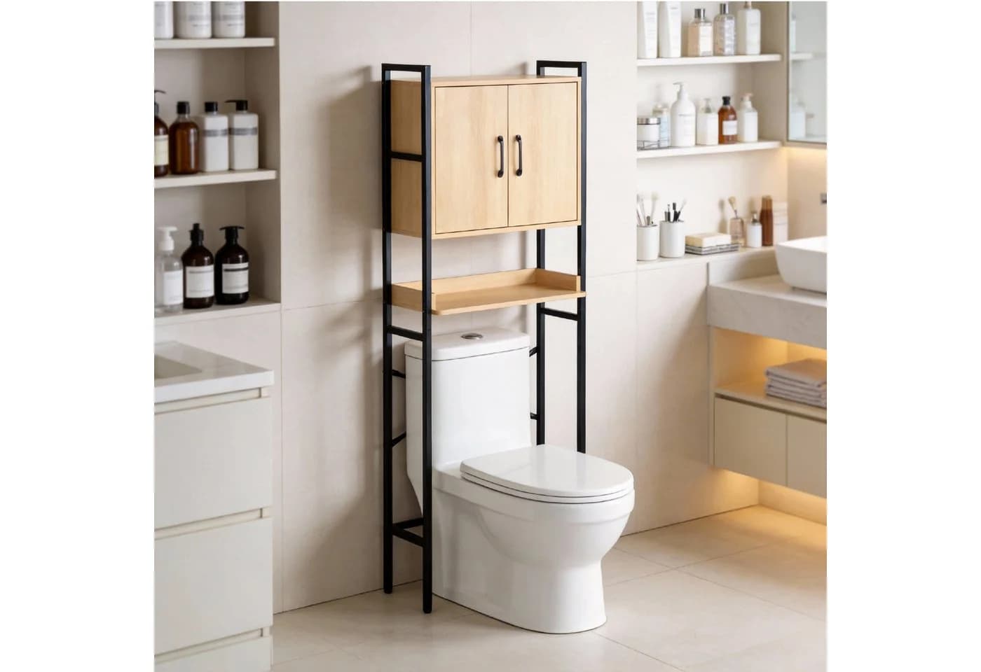 Karlhome Badregal Eiche Holzwerkstoff Metall Verstellbar - Bild 4