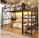 Ulife Hochbett Metallbett mit LED, Ablage & Stauraum Schwarz/Weiß Bild 2