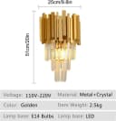RRBEST Kronleuchter Kristall Leuchte E14 Gold Bild 3