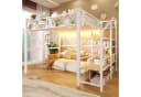 TavilaEcon Hochbett Metallbett weiß mit LED-Lichtleiste und Stufen-Ablageregal Bild 2