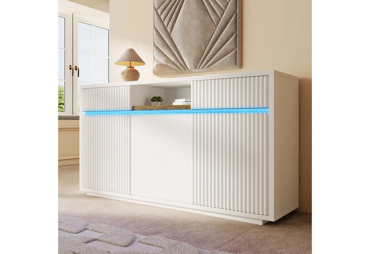 TavilaEcon Sideboard Weiß mit LED-Beleuchtung - Bild 3