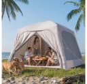 Meulbaty Aufblasbares Zelt Camping Pavillon Beige mit Luftpumpe Bild 1