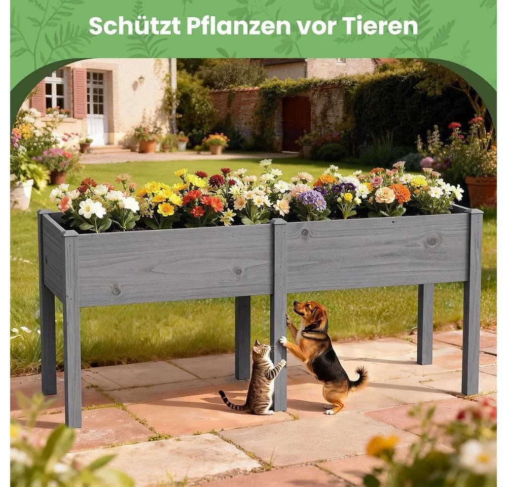 Meulbaty Hochbeet aus massivem Kiefernholz grau - Bild 4