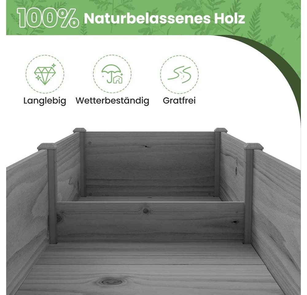 Meulbaty Hochbeet aus massivem Kiefernholz grau - Bild 5