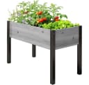 Meulbaty Hochbeet Massivholz mit Metallbeinen Grau Bild 2