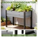 Meulbaty Hochbeet Massivholz mit Metallbeinen Grau Bild 4