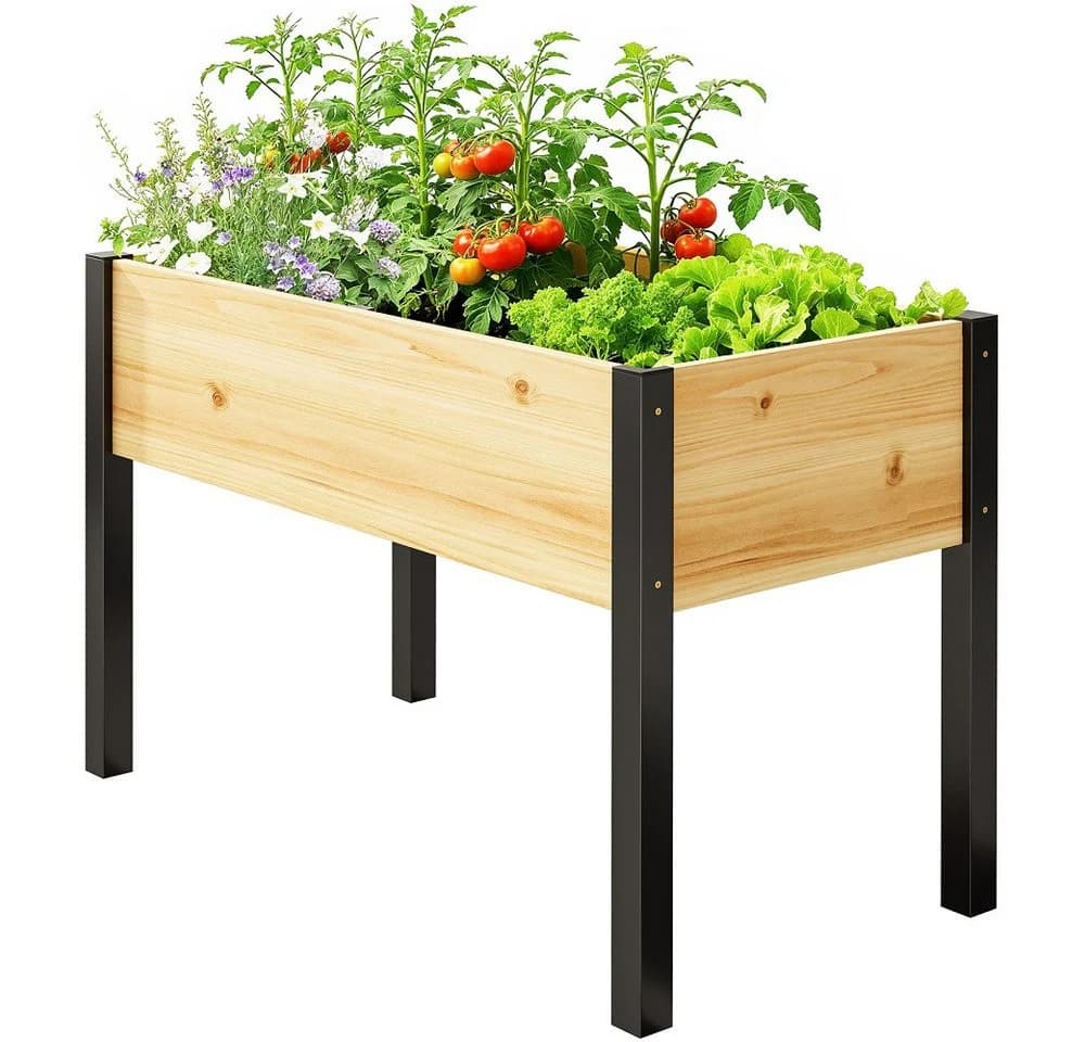 Meulbaty Hochbeet Massivholz mit Metallbeinen 80 cm - Bild 2