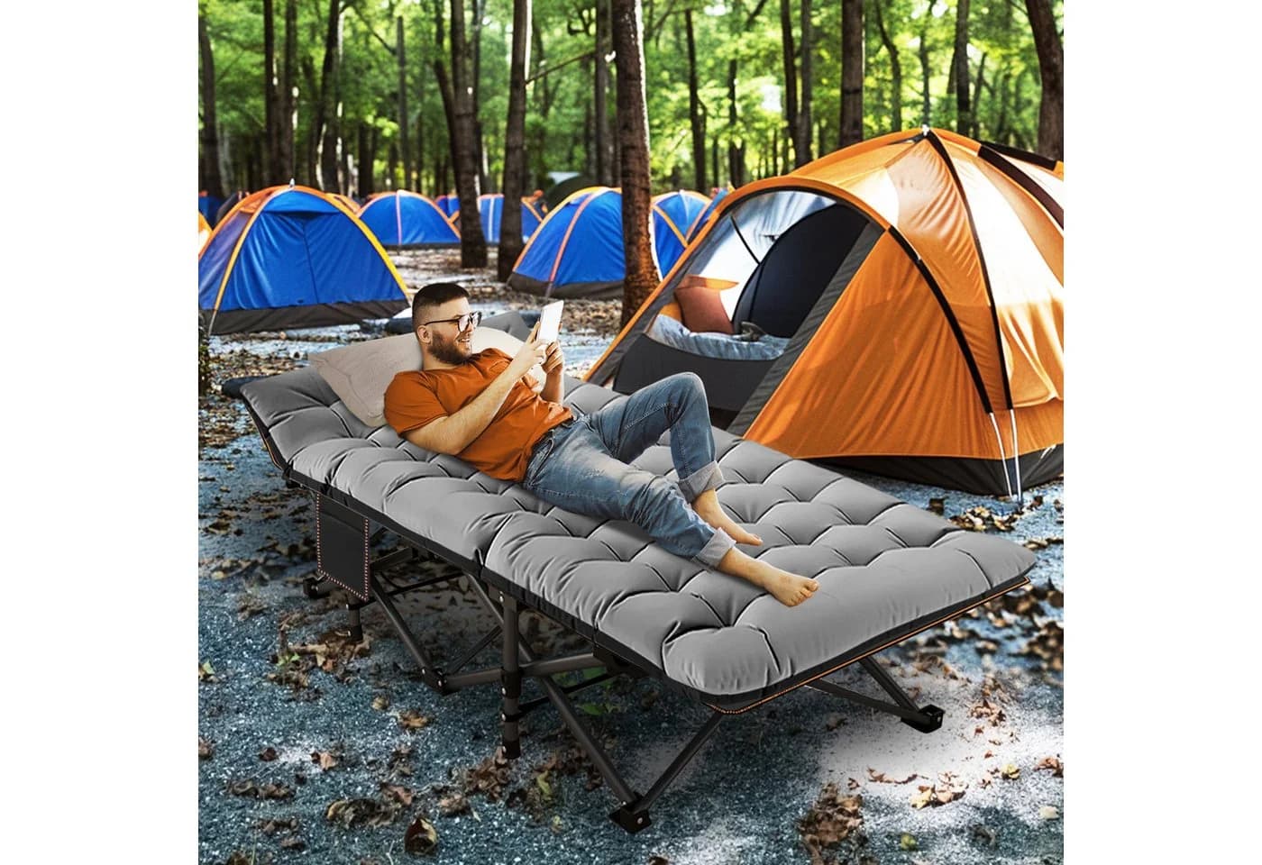 Meulbaty Klappbett Camping Bett Grau 400KG Belastbar - Bild 3