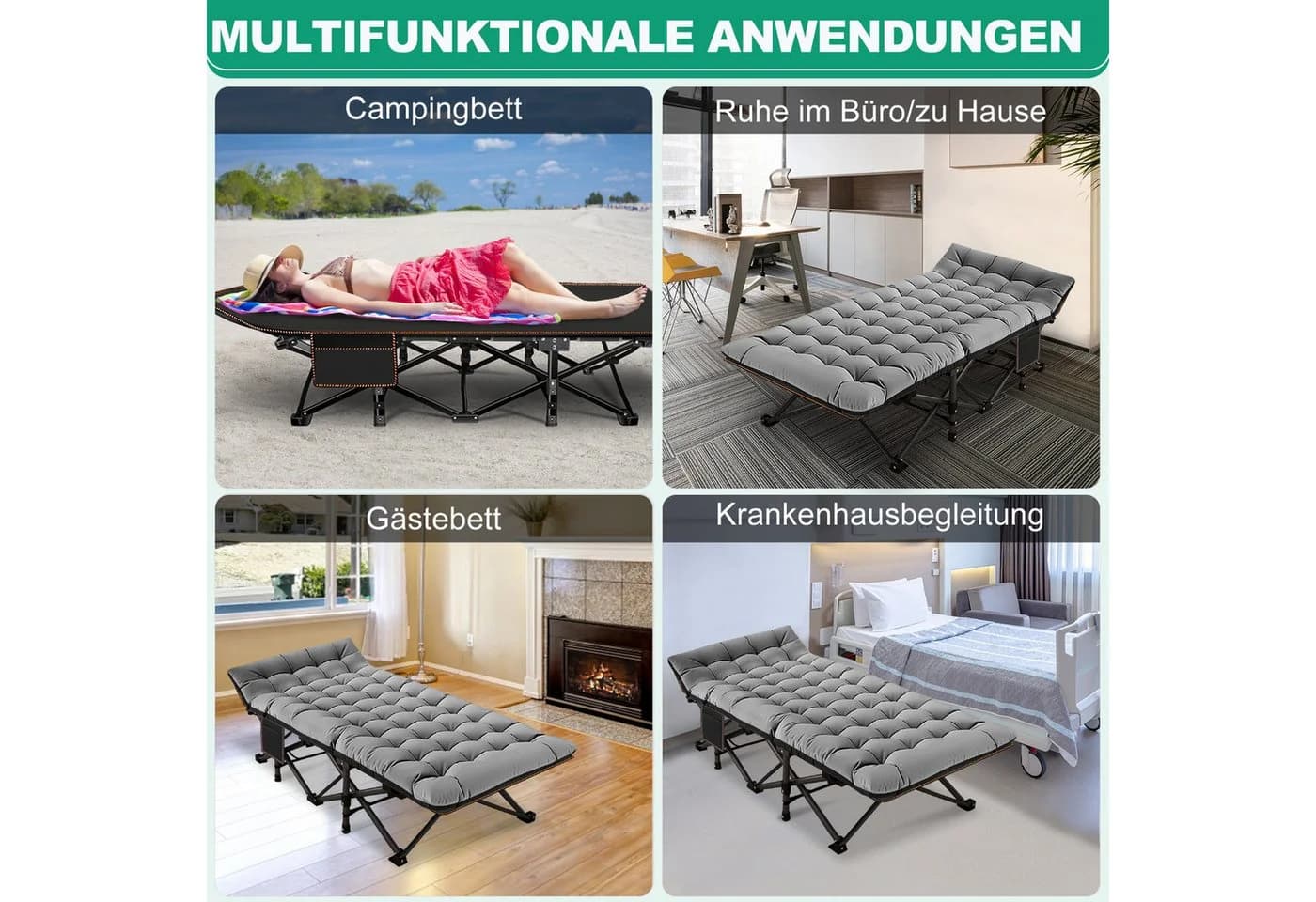 Meulbaty Klappbett Camping Bett Grau 400KG Belastbar - Bild 5