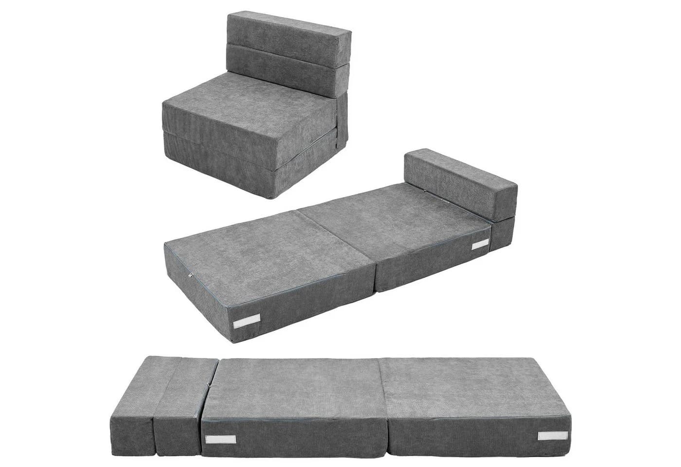 Meulbaty Klappmatratze 15,2 cm Grau Cord Dreifach Klappbar - Bild 2