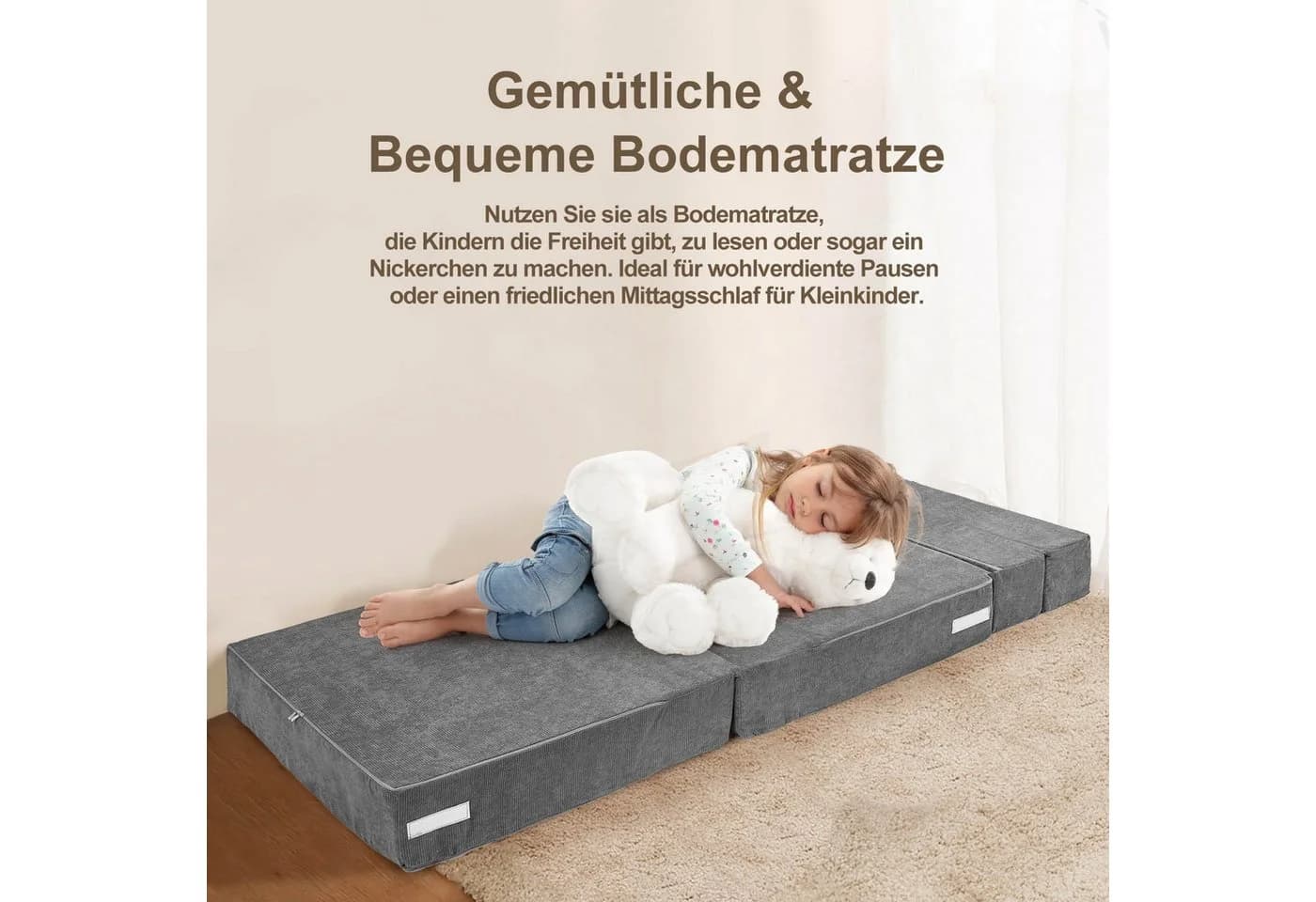 Meulbaty Klappmatratze 15,2 cm Grau Cord Dreifach Klappbar - Bild 4