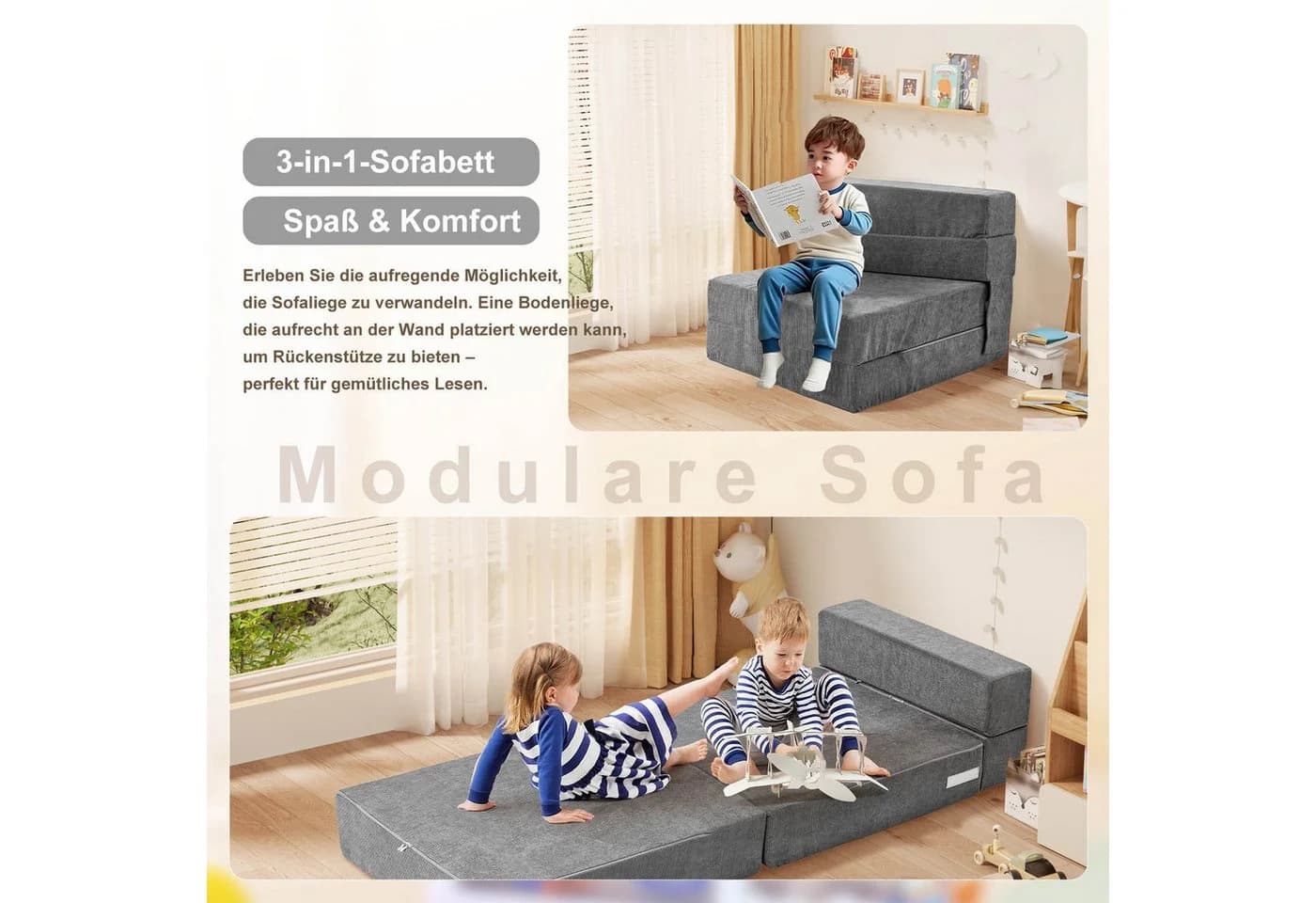 Meulbaty Klappmatratze 15,2 cm Grau Cord Dreifach Klappbar - Bild 5