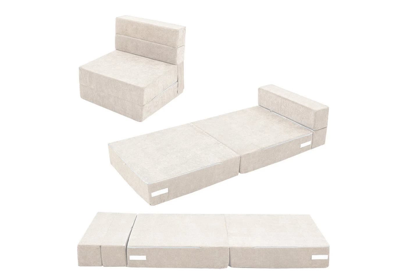 Meulbaty Klappmatratze 15,2 cm Cord Beige Dreifach Klappbar - Bild 2