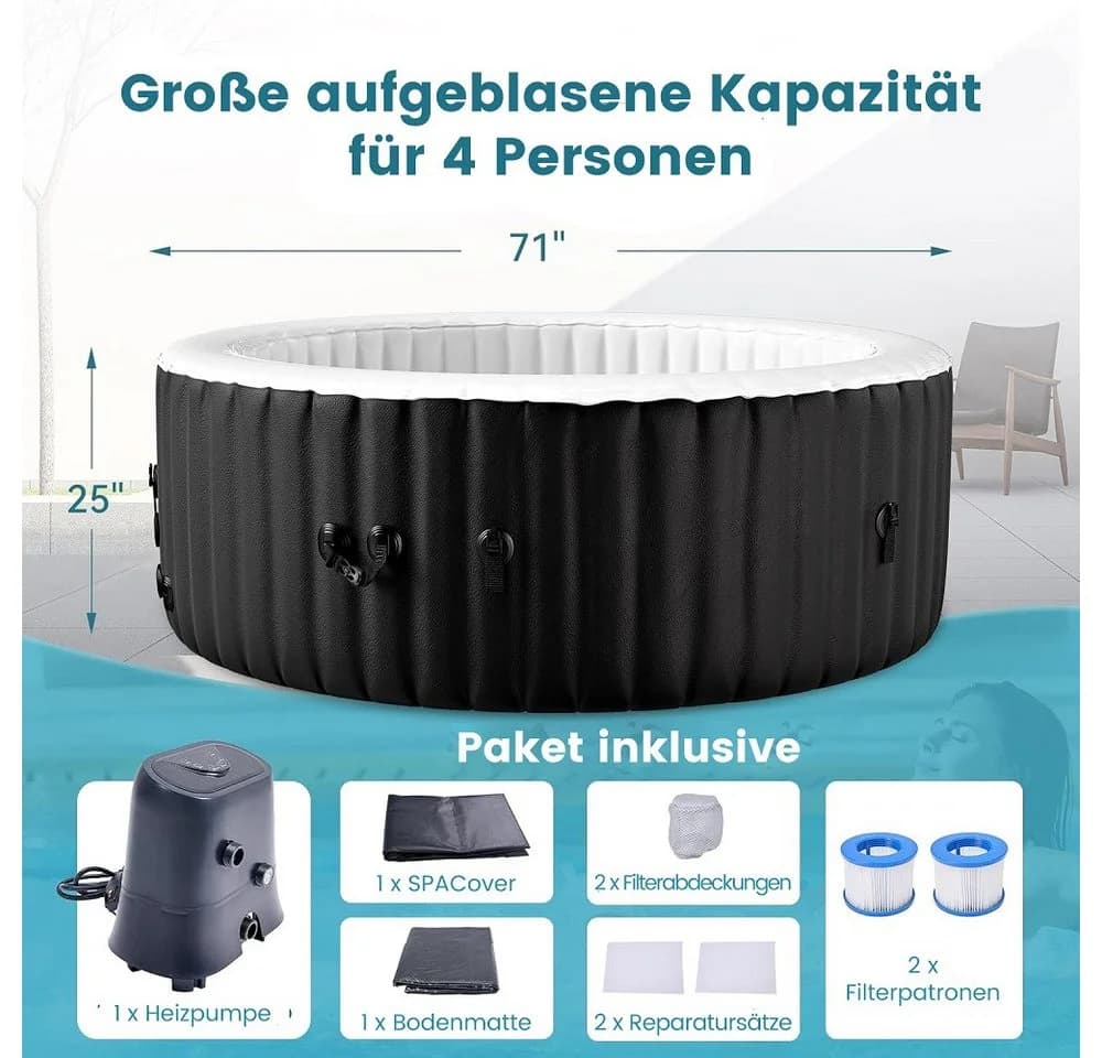 Meulbaty Aufblasbarer Whirlpool für 4 Personen mit 110 Düsen - Bild 3