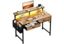 Klyvvo Gaming Schreibtisch mit LED, Schubladen & Monitorständer Schwarz/Braun Bild 2