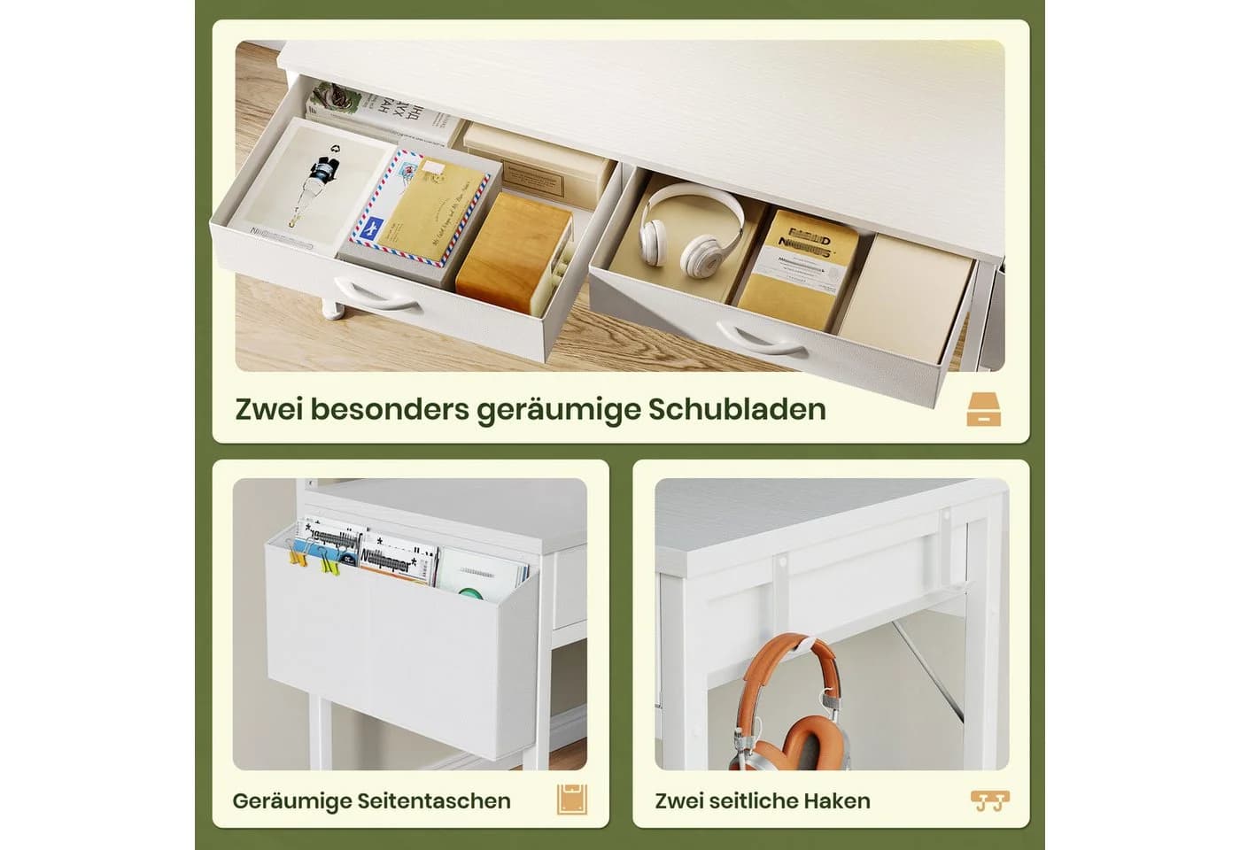 Klyvvo Schreibtisch mit LED und Stauraum Weiß - Bild 5