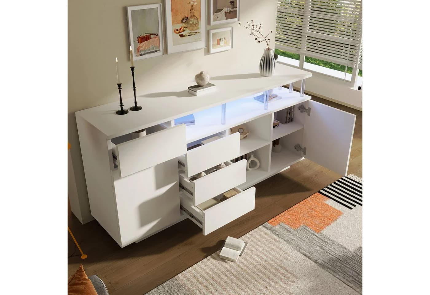 Ulife Sideboard Weiß mit LED & Soft-Close - Bild 5
