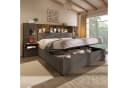 Ulife Polsterbett mit Stauraum, LED & USB, Beige Leinenstoff Bild 2