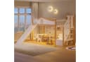 TavilaEcon Halbhohes Bett 90x200cm mit Rutsche & LED Bild 3
