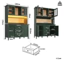 TavilaEcon Küchenbuffet Grün mit Glastüren und LED-Beleuchtung Bild 1